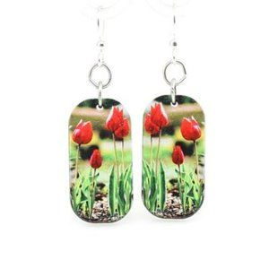 EARRINGS Tulip Flowers - Wood - Blossoming